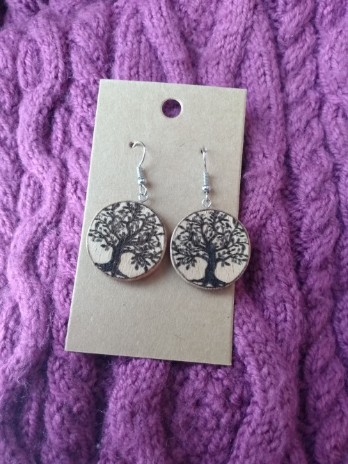 Boucles d'oreilles en Bois Arbre de Vie