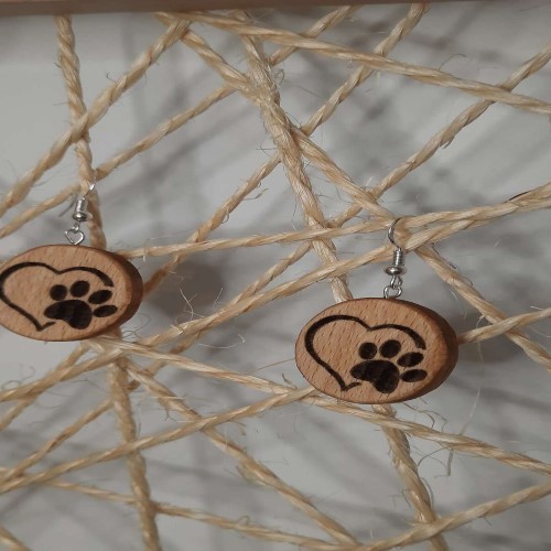 Boucles d'oreilles Coeur Patte de Chat